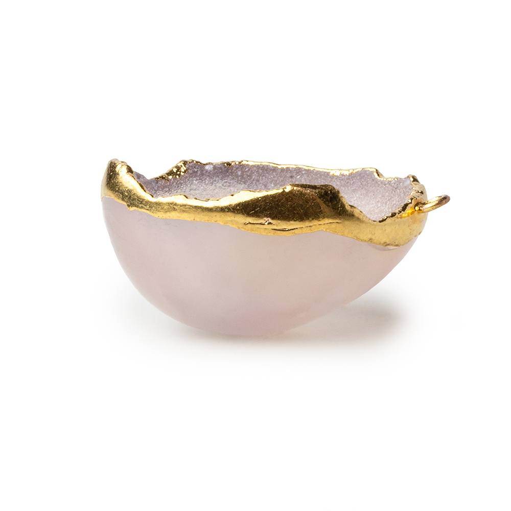 Gold Leafed Heavenly Pink Concave Drusy Pendant 1 focal bead 33x31x16mm A Grade