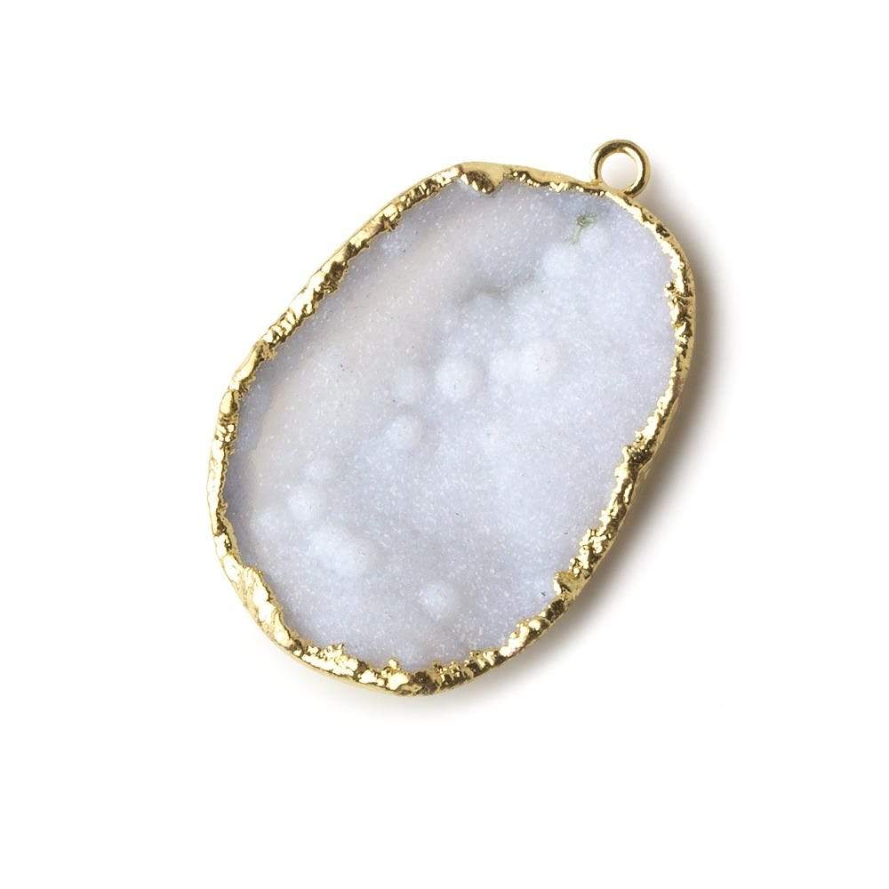 Gold Leafed Pebbled White Concave Drusy Pendant 1 focal bead 32x23x7mm A Grade