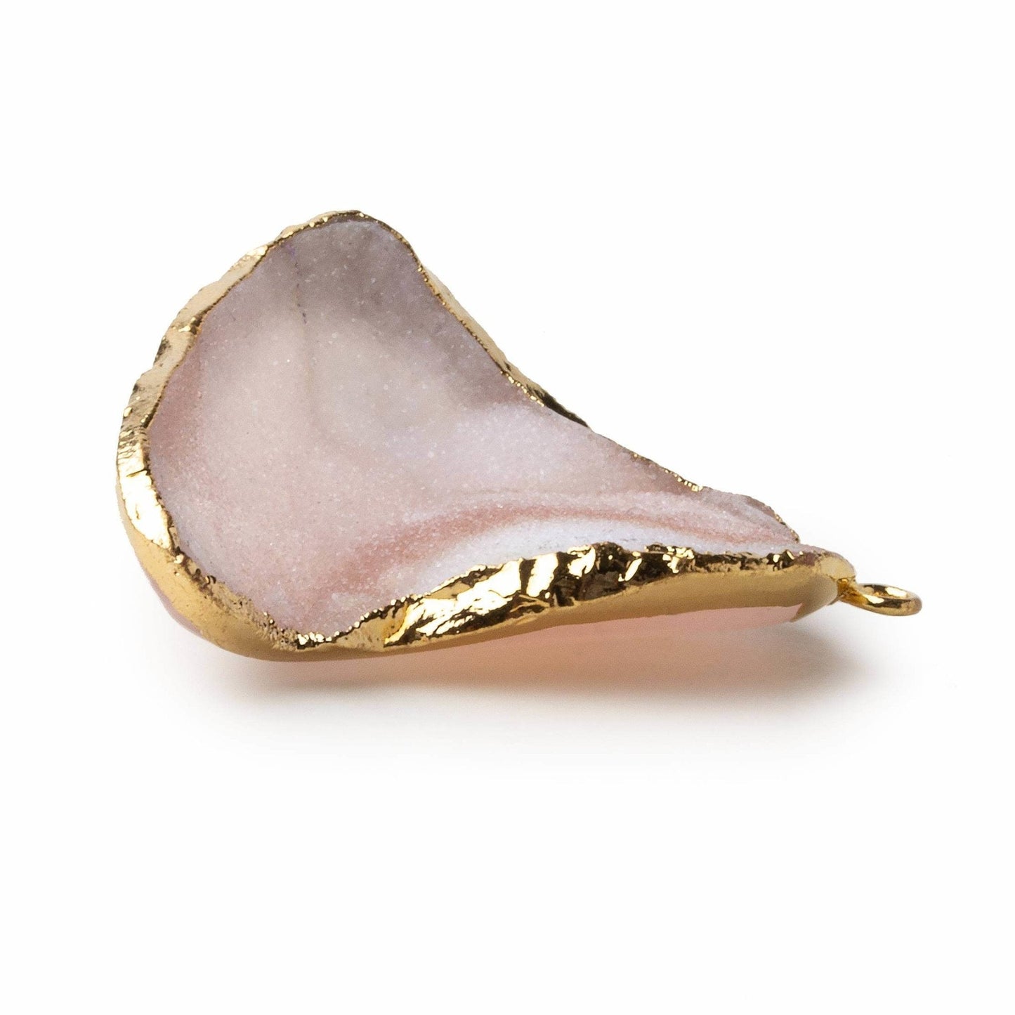 Gold Leafed Pink Drift Concave Drusy Pendant 1 focal bead 31x31x10mm A Grade