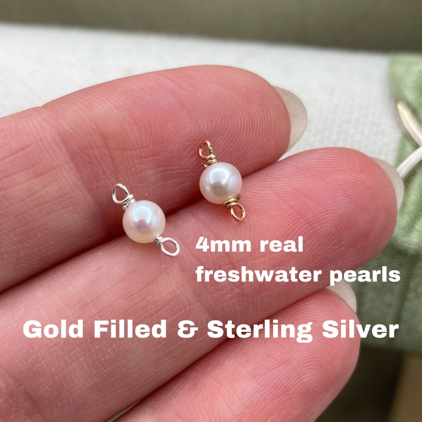 4mm Freshwater Pearl Connector - 5 Pack - B31