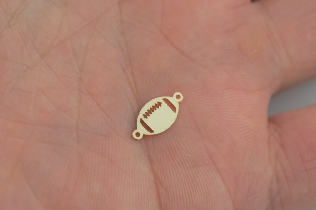 2x Gold Filled Football connector for Permanent Jewelry 14K Gold Filled sterling silver Sport connector pendant 6x12mm