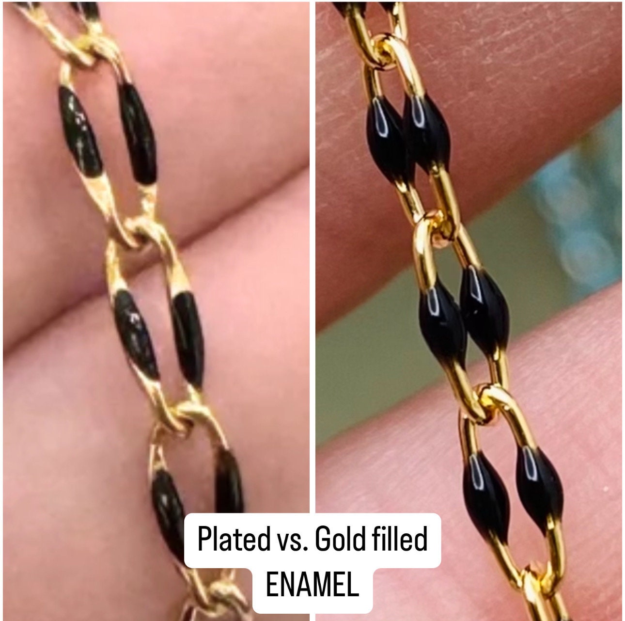 Black Enamel Chain - Twin Paperclip - E11