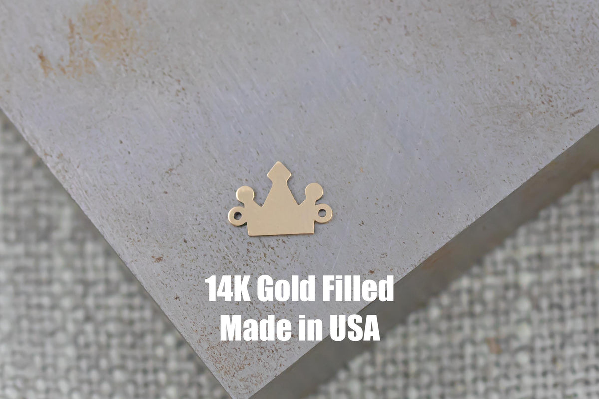 Crown 3-point Gold Filled connector for Permanent Jewelry 14K sterling silver Sport connector pendant 8mm tall ball charms