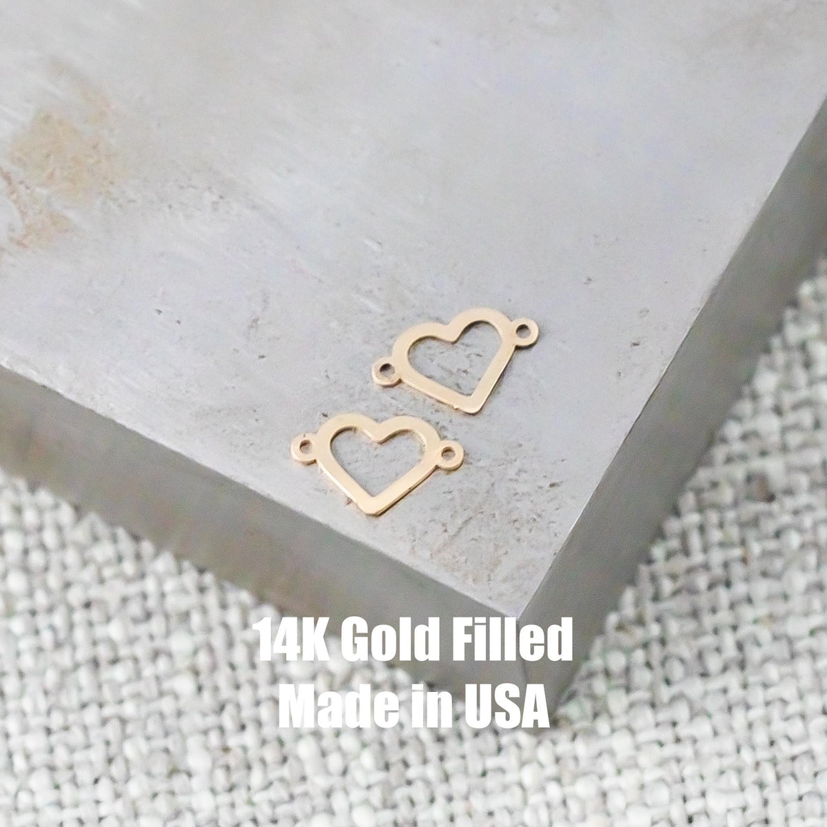 Hollow Heart Connector Permanent Jewelry Connectors 14K Gold Filled or 925 Sterling Silver Gold Filled Connectors Wholesale Supply