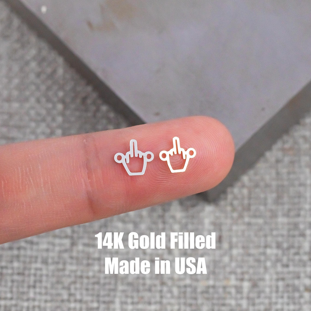 gold filled Fuck Middle Finger - sterling silver or gold filled- permanent jewelry word connectors- charm, pendant