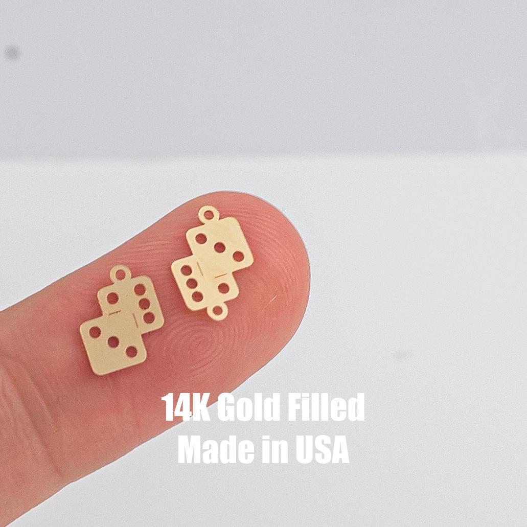 Casino Craps Dice Permanent Jewelry Connector- Intricate Detail - 14kt gold filled or Sterling Silver - Made in the USA - Custom