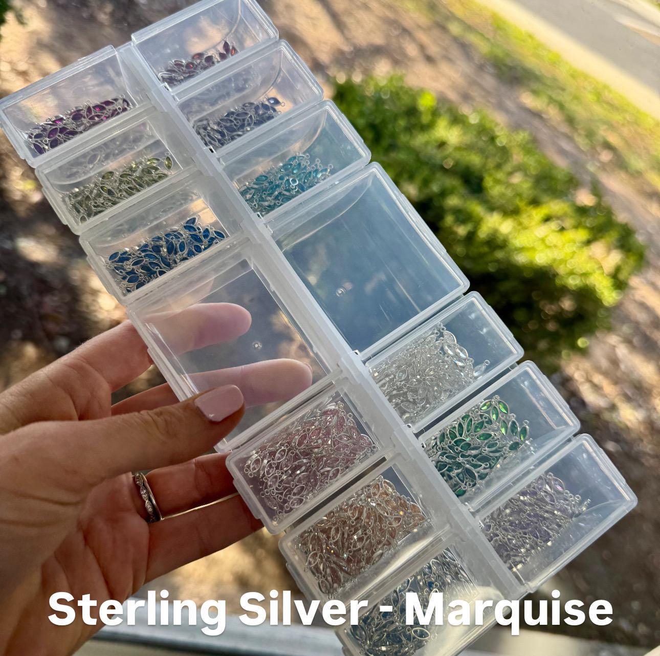 Luxe Marquise Birthstone Connectors - Sterling Silver - 3 Pack/12 Pack - B34S - Luxe Colors
