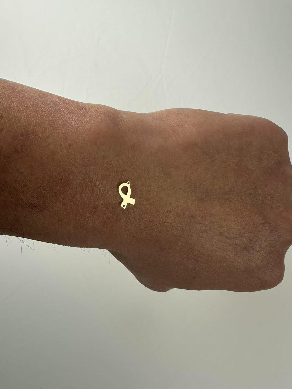 Gold Filled Cancer Ribbon Connector - 14K GF / Sterling Silver Awareness Ribbon Connectors Breast Cancer Bracelet Permanent Jewelry