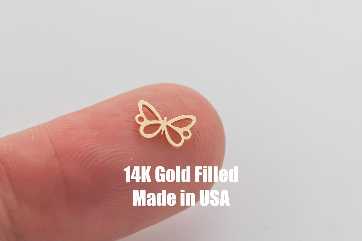 gold filled Butterfly connector - sterling silver or gold filled- permanent jewelry word connectors- charm, pendant,