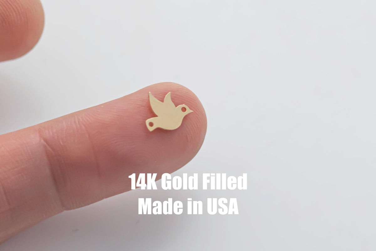 gold filled Dove- sterling silver or gold filled- permanent jewelry word connectors- charm, pendant