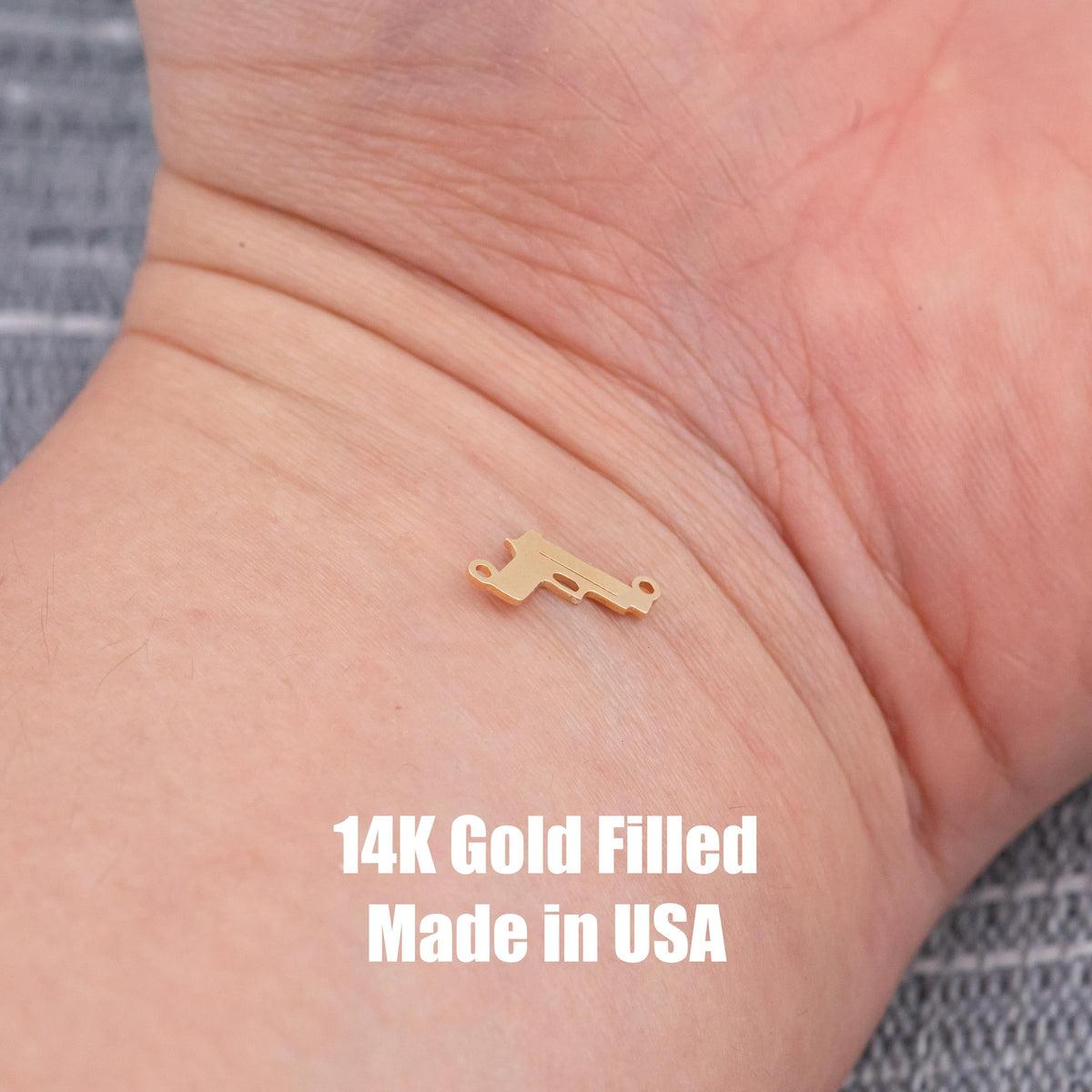 Gun connector - sterling silver or gold filled- permanent jewelry word connectors- charm, pendant,