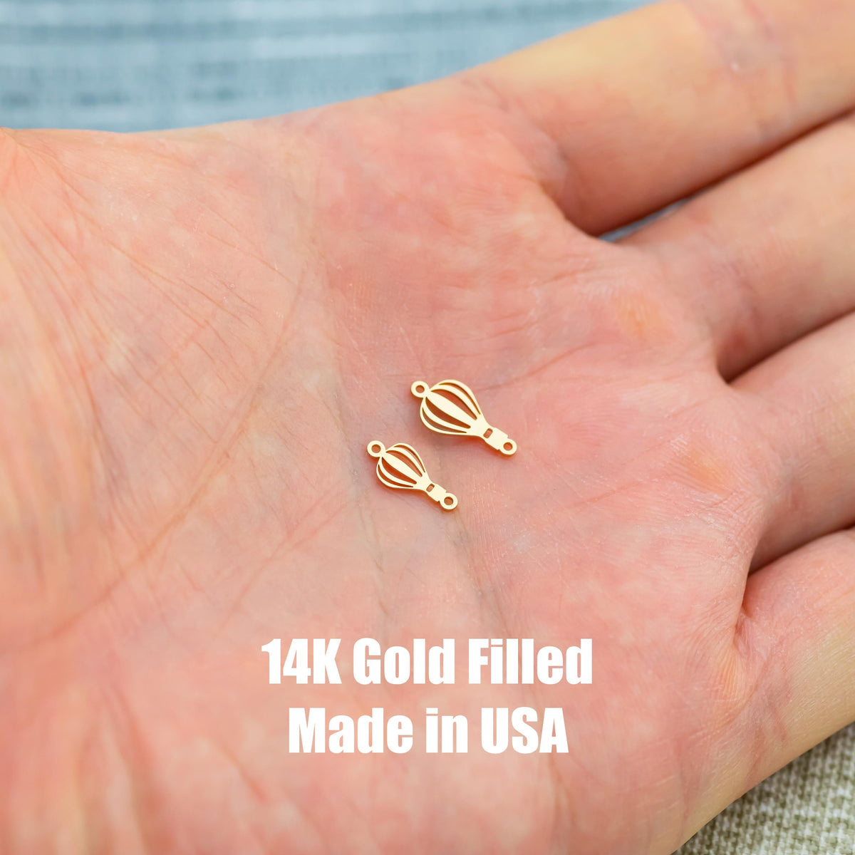 Hot Air Balloon Connector Permanent Jewelry Connector- Intricate Detail - 14kt gold filled or Sterling Silver - Made in the USA - Custom