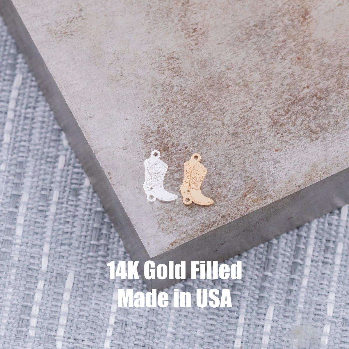 Fancy Cowgirl Cowboy Boots Connector - 14Kt Gold Filled or Sterling Silver- Boots Connectors - Bracelet or Necklace Permanent Jewelry Supply