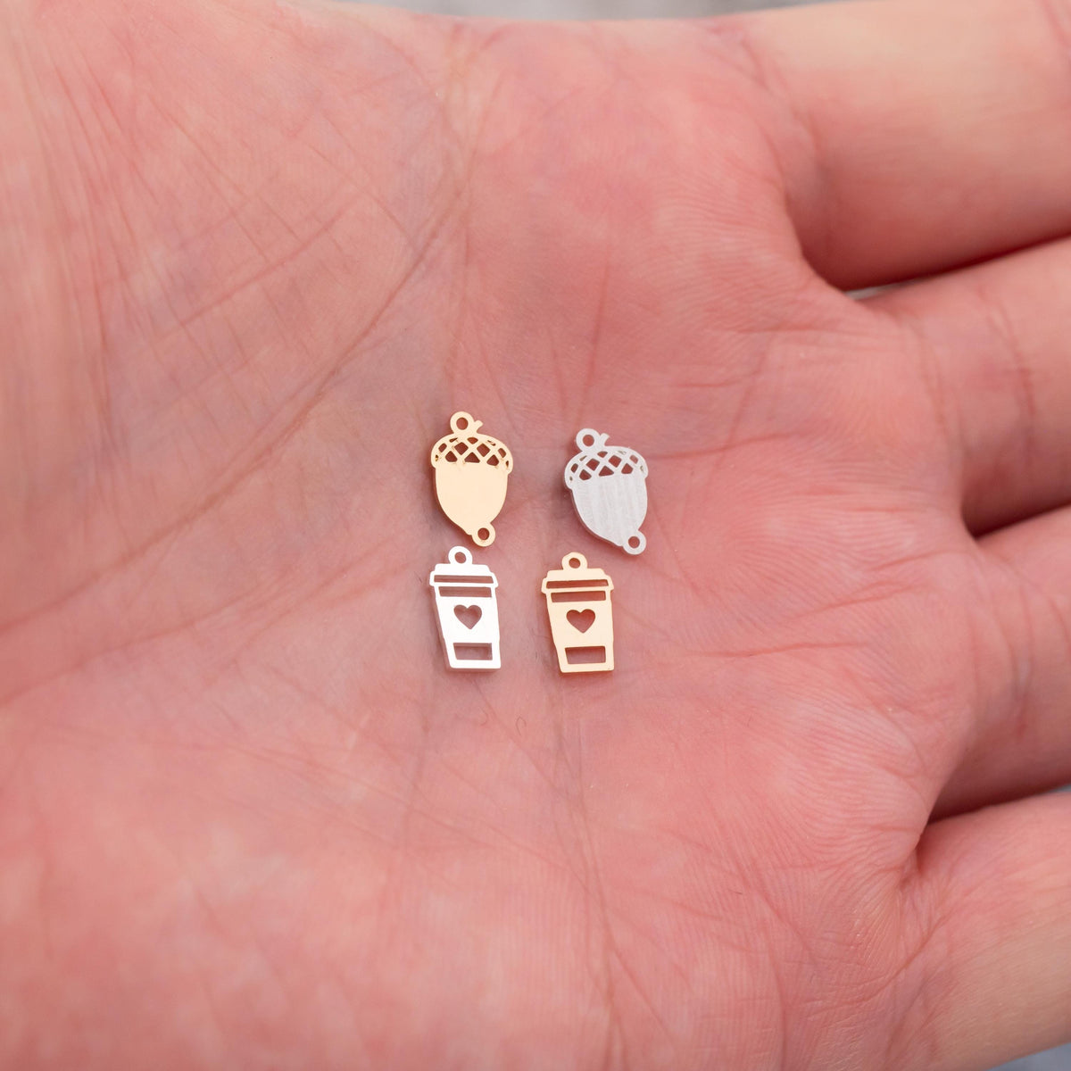 Acorn Connector Permanent Jewelry Connectors Fall Themed - 14Kt Gold Filled Sterling Silver - Permanent Jewelry Supply
