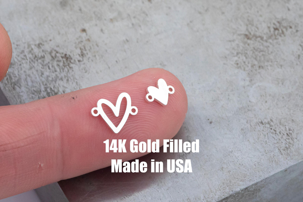 Mother Mom Daughter Heart Set Connector - 14Kt Gold Filled or Sterling Silver Connectors- for Bracelet or Necklace Permanent Jewelry Supply