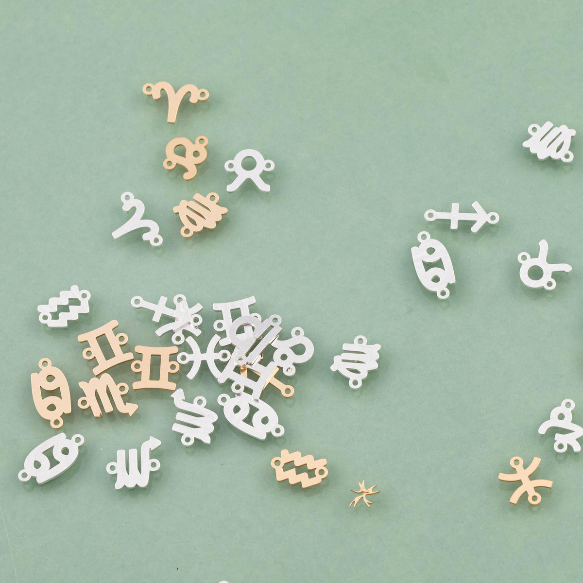14KGF Zodiac Horoscope Connectors 6x8mm 14kt Gold Filled Zodiac Connectors Bracelet Letter Charm Permanent Jewelry Supplies