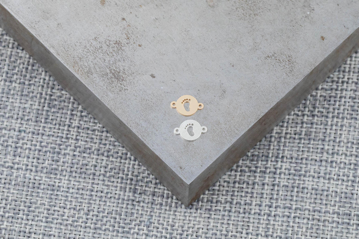 Baby Foot Print Connector Permanent Jewelry Connector or Charm- Intricate Detail - 14kt gold filled or Sterling Silver - Made in the USA