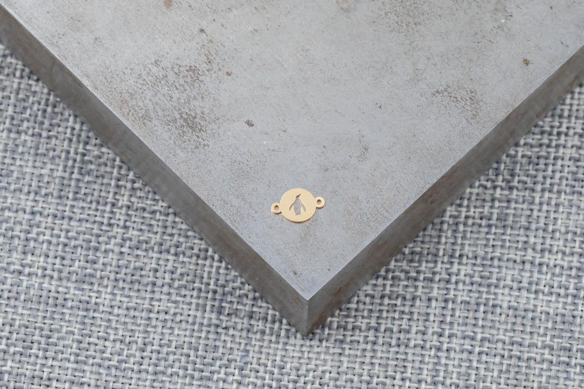 Penguin Connector Permanent Jewelry Connector or Charm- Intricate Detail - 14kt gold filled or Sterling Silver - Made in the USA