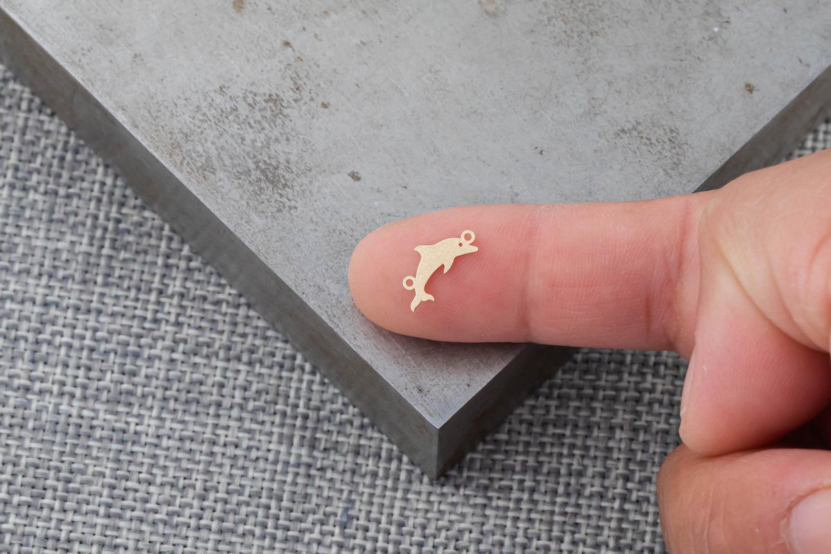 Dolphin connector - sterling silver or gold filled- permanent jewelry word connectors- charm, pendant,