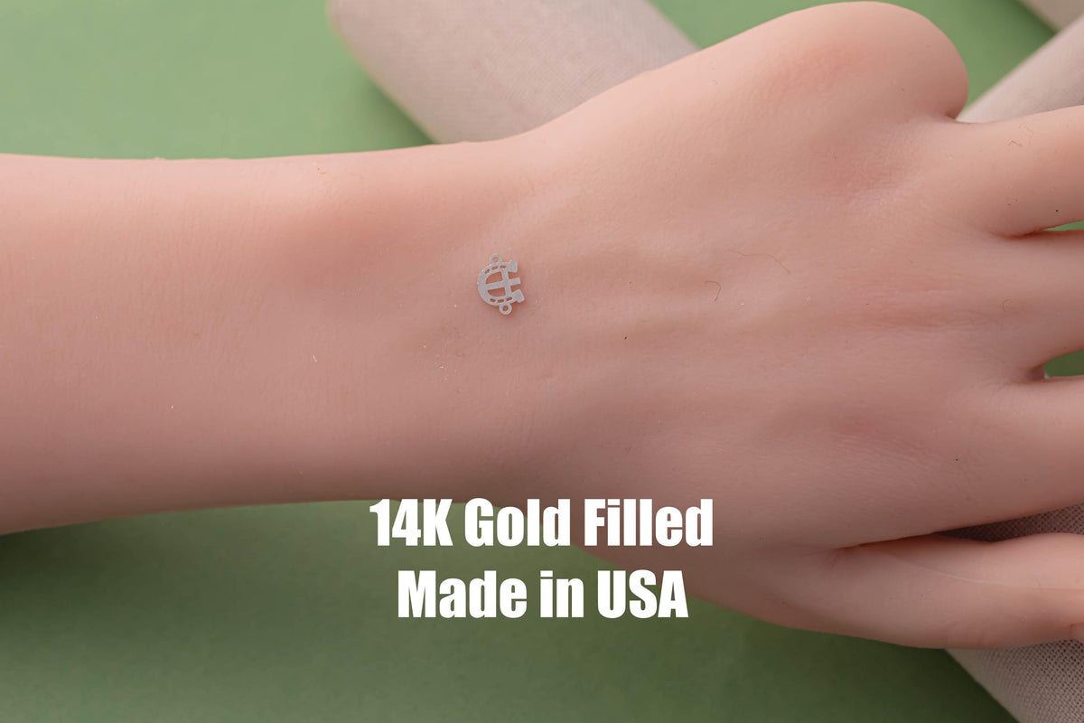 Horse Shoe Cross Connector - Tiny 14Kt Gold Filled or Sterling Silver Connectors- for Bracelet or Necklace - Permanent Jewelry Supply