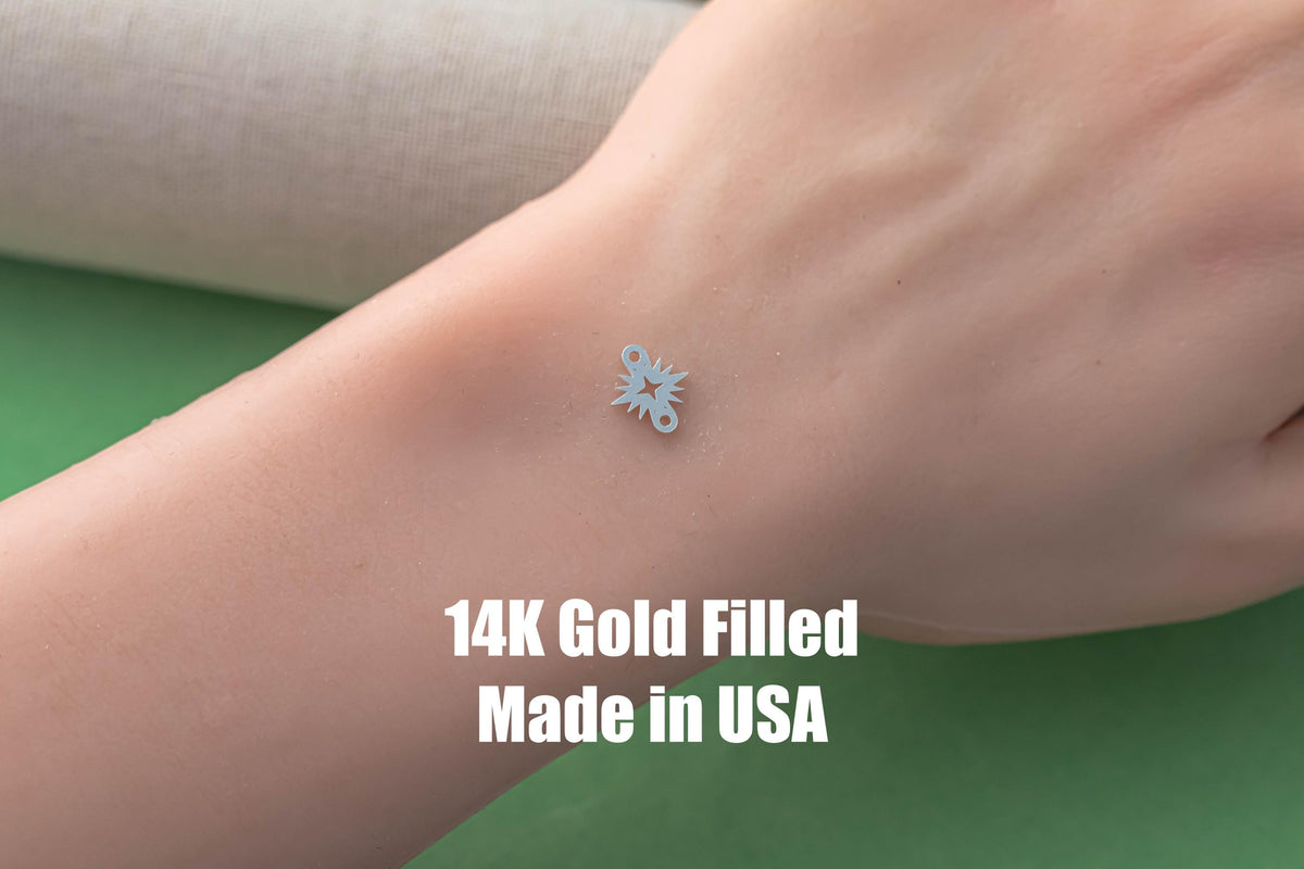 North Star Big Hollow- 14Kt Gold Filled or Sterling Connectors Permanent Jewelry Bracelet or Necklace Permanent Jewelry