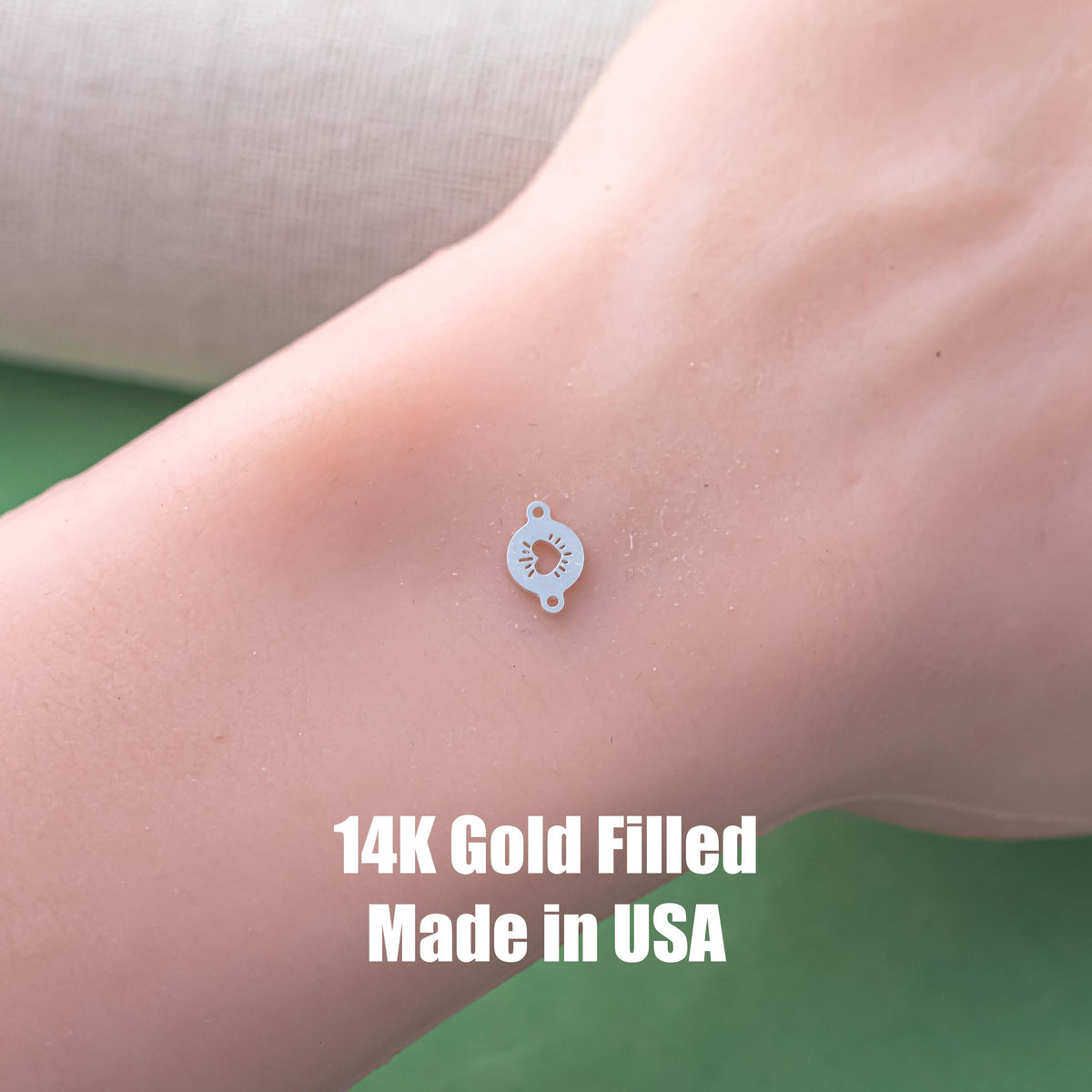 Heart Disc - 14Kt Gold Filled or Sterling Connectors Permanent Jewelry Bracelet or Necklace Permanent Jewelry