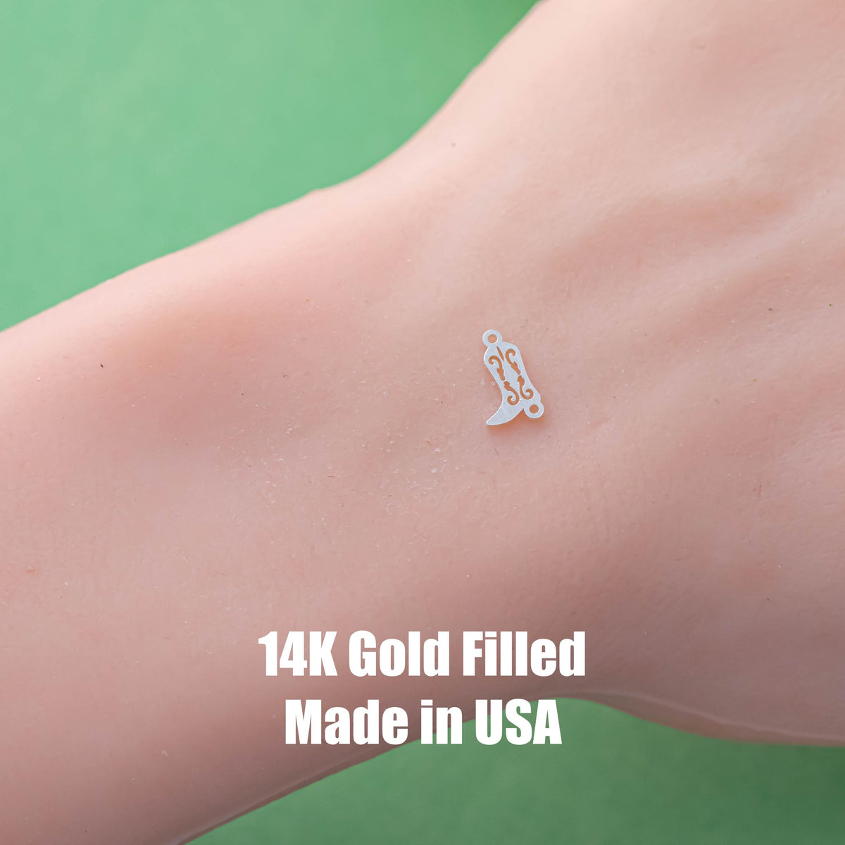 Fancy Cowgirl Cowboy Boots Connector - 14Kt Gold Filled or Sterling Silver- Boots Connectors - Bracelet Permanent Jewelry Supply- Side Swig