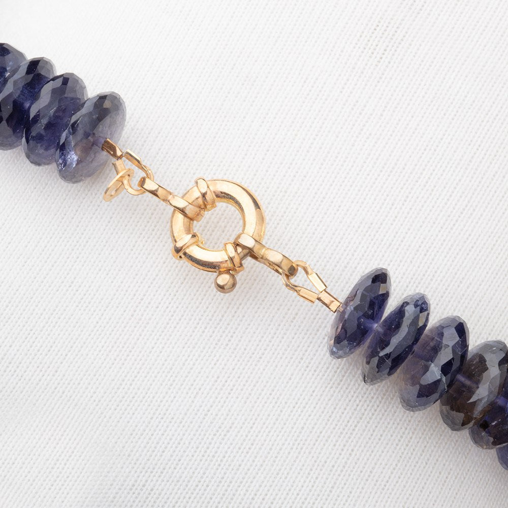 11-15mm Iolite German Faceted Rondelle Necklace with a 14kt Gold Clasp AA