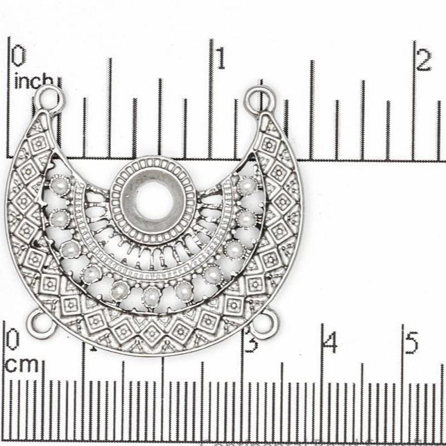 32mm Ornate Crescent Collar Centerpiece Pendant - Made of Pewter - Satin Rhodium Silver and Satin Hamilton Gold Finishes - Sold by the Piece - K92