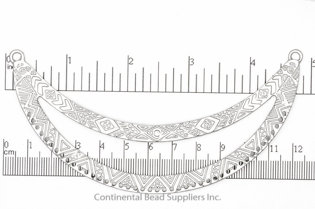 119mm Detailed Double Collar Pendant - With 43 Holes - Made of Pewter - Sold by the Piece - Multiple Finishes - K95
