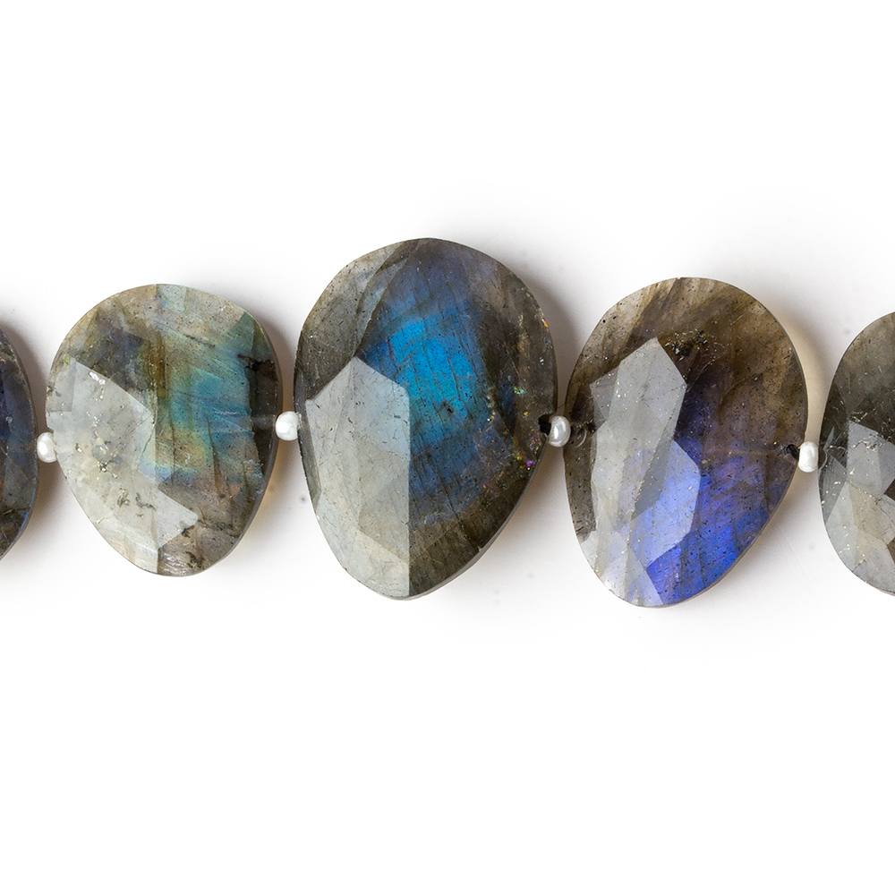 Labradorite side drilled faceted flat nugget beads 16 inch 33 pieces