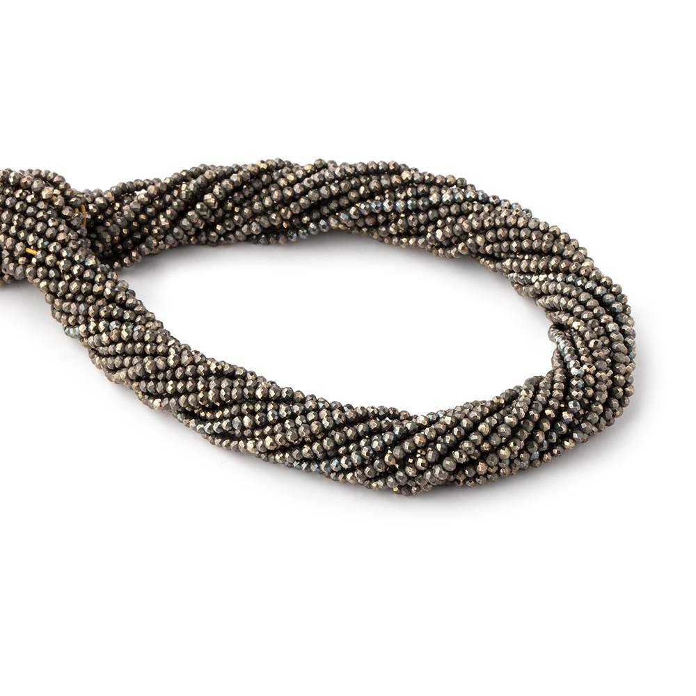 Lot of 20 strands - 2mm Golden Pyrite Micro-faceted Rondelle Beads