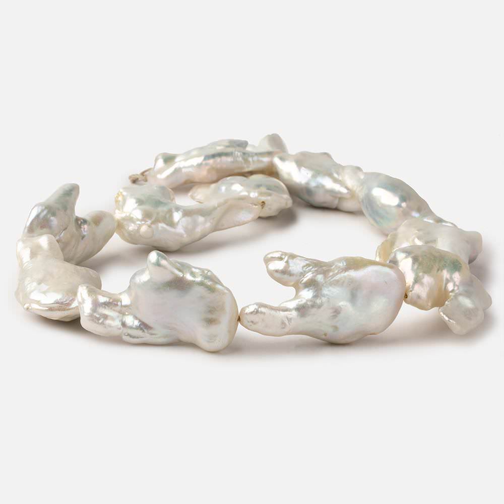 Off White Souffle Straight Drilled Baroque Freshwater Pearls 16 inch 12 beads 32x22-38x25mm