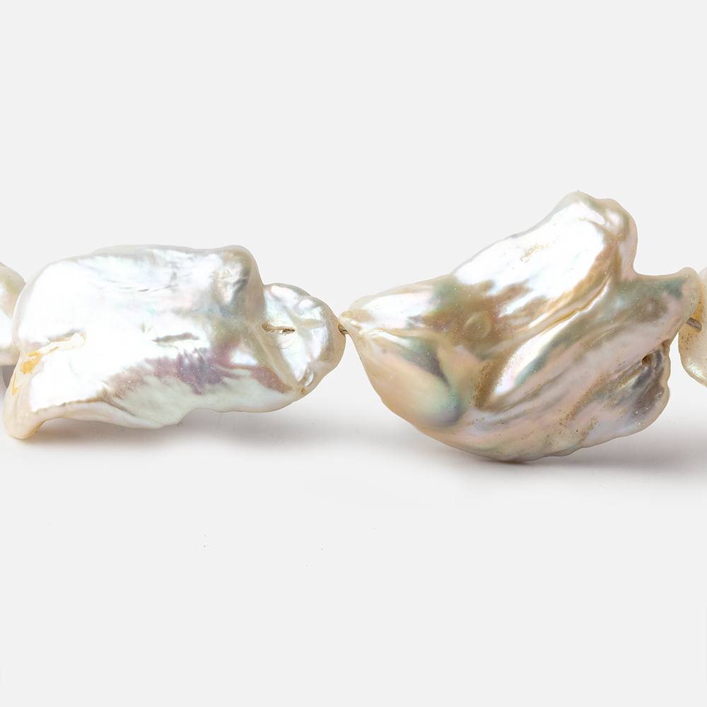 Off White Souffle Straight Drilled Baroque Freshwater Pearls 16 inch 13 beads 31x22-38x22mm