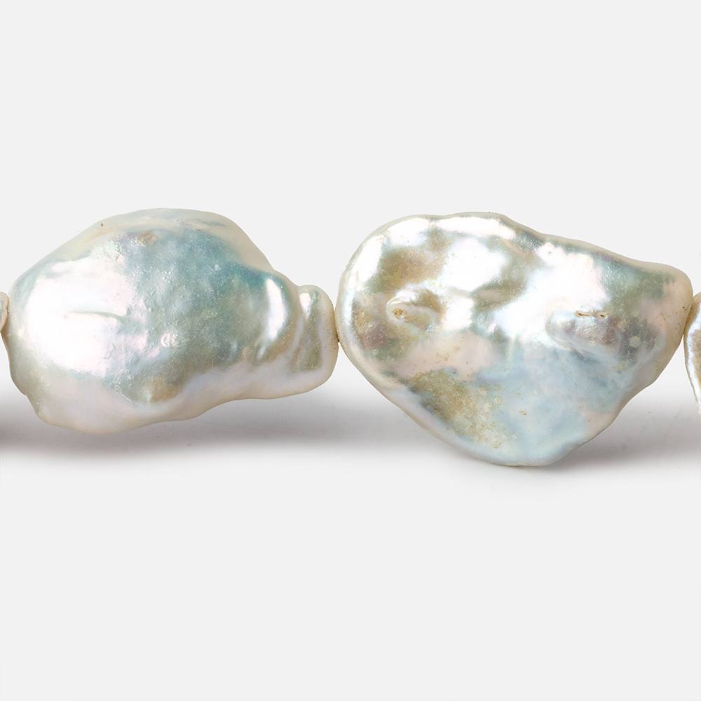 Off White Souffle Straight Drilled Baroque Freshwater Pearls 16 inch 15 beads 24x18-31x23mm