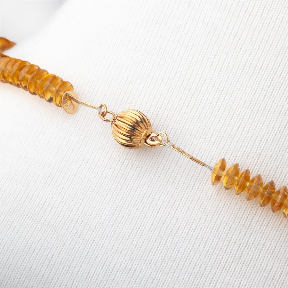 Ombré Golden Tourmaline Plain Disc Rondelle Necklace with a 14kt Gold Clasp AAA
