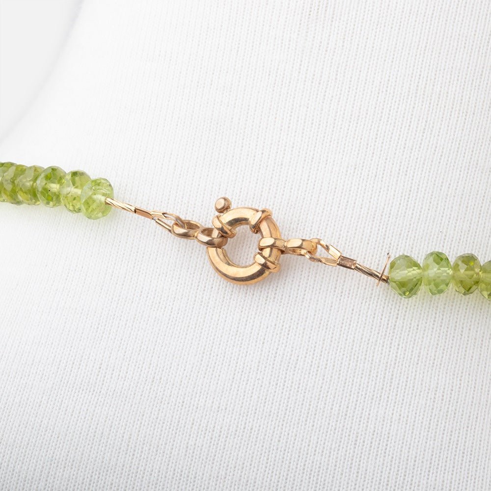 Peridot Faceted Rondelle Necklace with a 14kt Gold Clasp AAA