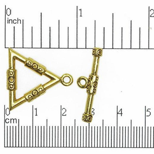 24mm x 22mm Triangle Loop, 27mm Bar Spiral Banded Toggle Clasp - Made of plated pewter - Sold as a set - CBS1856
