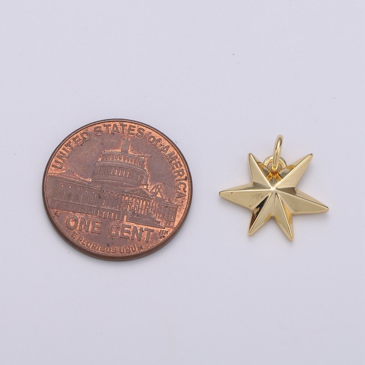 14k Gold Filled Star Pendant Starburst Charm 15mm Celestial Jewelry Making Supply D-590