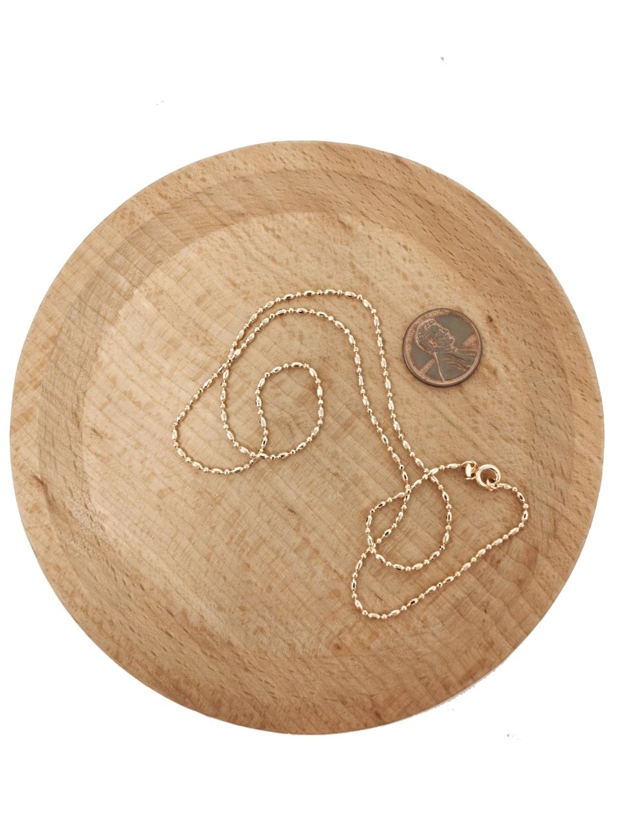 18" / 20" 18K Rosy Gold Filled Bead Necklace Chain, 18" / 20" Layering Beaded Chain, Dainty 1.5mm Necklace w/ Spring Ring | CN-698 CN-700 Clearance Pricing