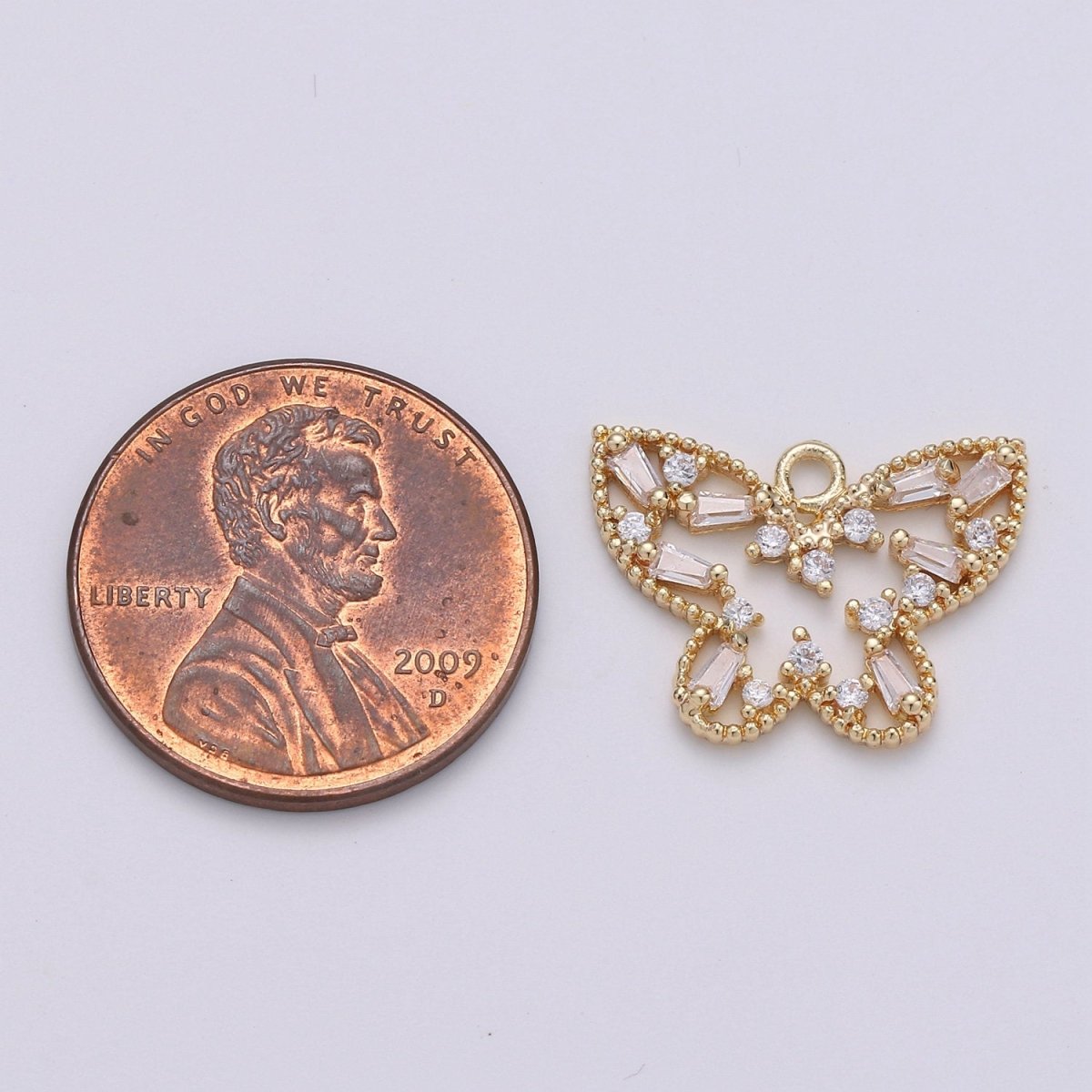 18k Gold Filled Butterfly Charm Baguette Cubic Butterfly Pendant Mariposa Butterfly Charms for Necklace Earring Bracelet Charm D-406