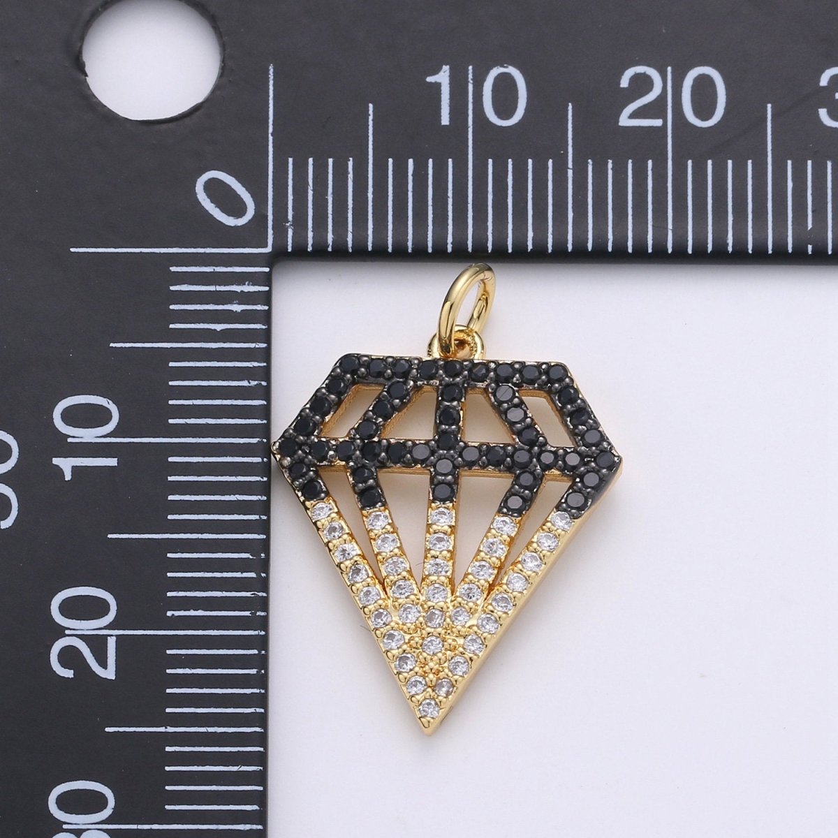 1pc 24k Gold Filled Micro Pave CZ Diamond Shape Pendant Charm, Geometric Micro Pave CZ Pendant Charm, For DIY Jewelry D-273