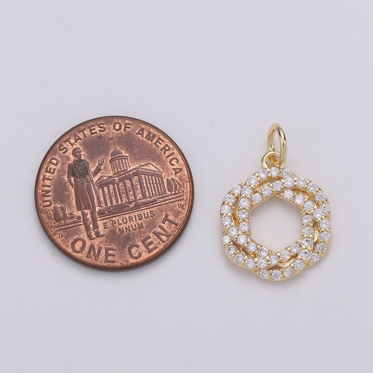 24K Gold Filled Cluster CZ Wreath of Eternity Charm, Micro Pave CZ Circle Pendant , Gold Filled Pendant, For DIY Jewelry, Rose Gold C-829