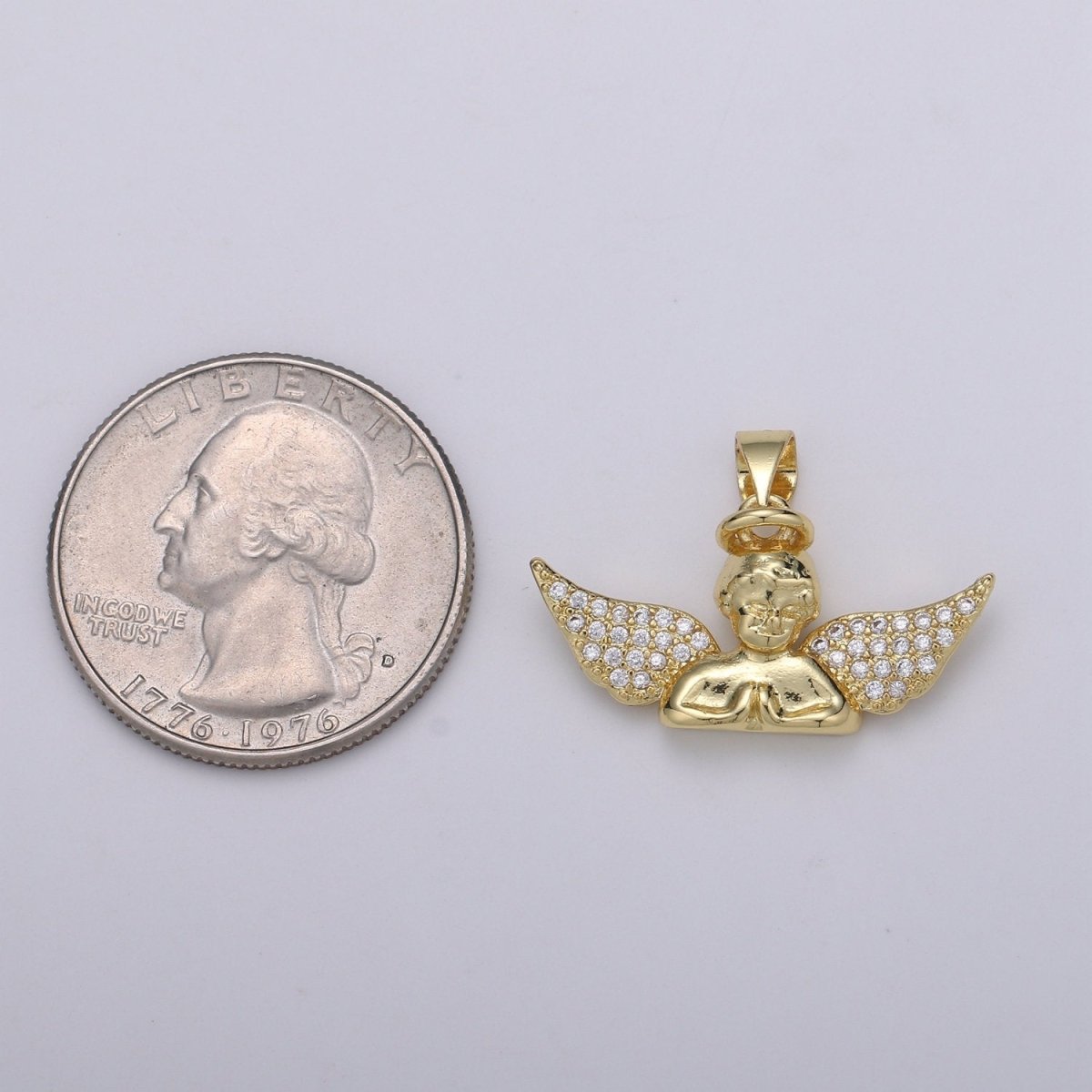 24k Gold Filled CZ Roman Angel Pendant Angel Cluster Cubic Wings Charm Ceraphim Pendant Jewelry Making Supply J-060