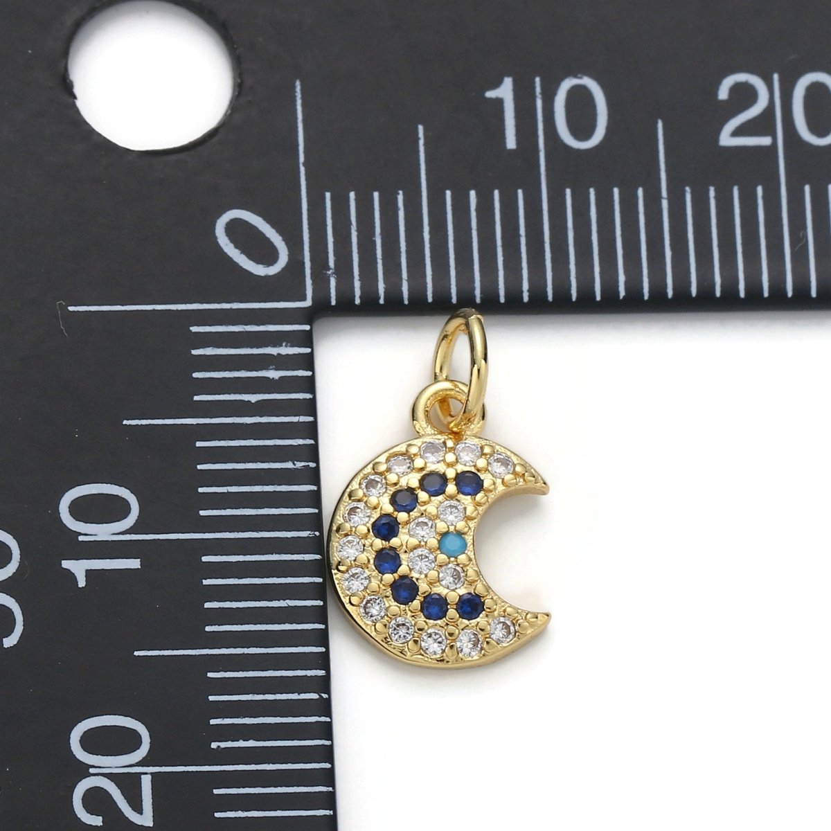 24k Gold Filled Micro Pave Moon Charm, Cubic Zirconia Moon Pendant Charm, Gold Filled Charm, For DIY Jewelry D-044