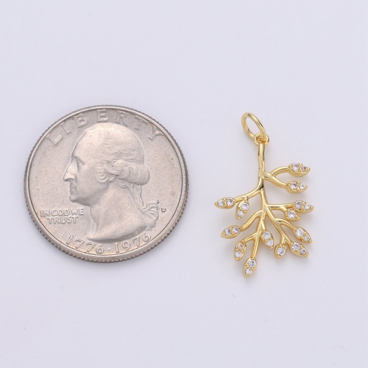 Dainty Gold Olive Leaf Charms Pendant, tree Branch Leaf Charm DIY Earring Necklace Jewelry Accessory DIY Craft Micro Pave Charm D-555