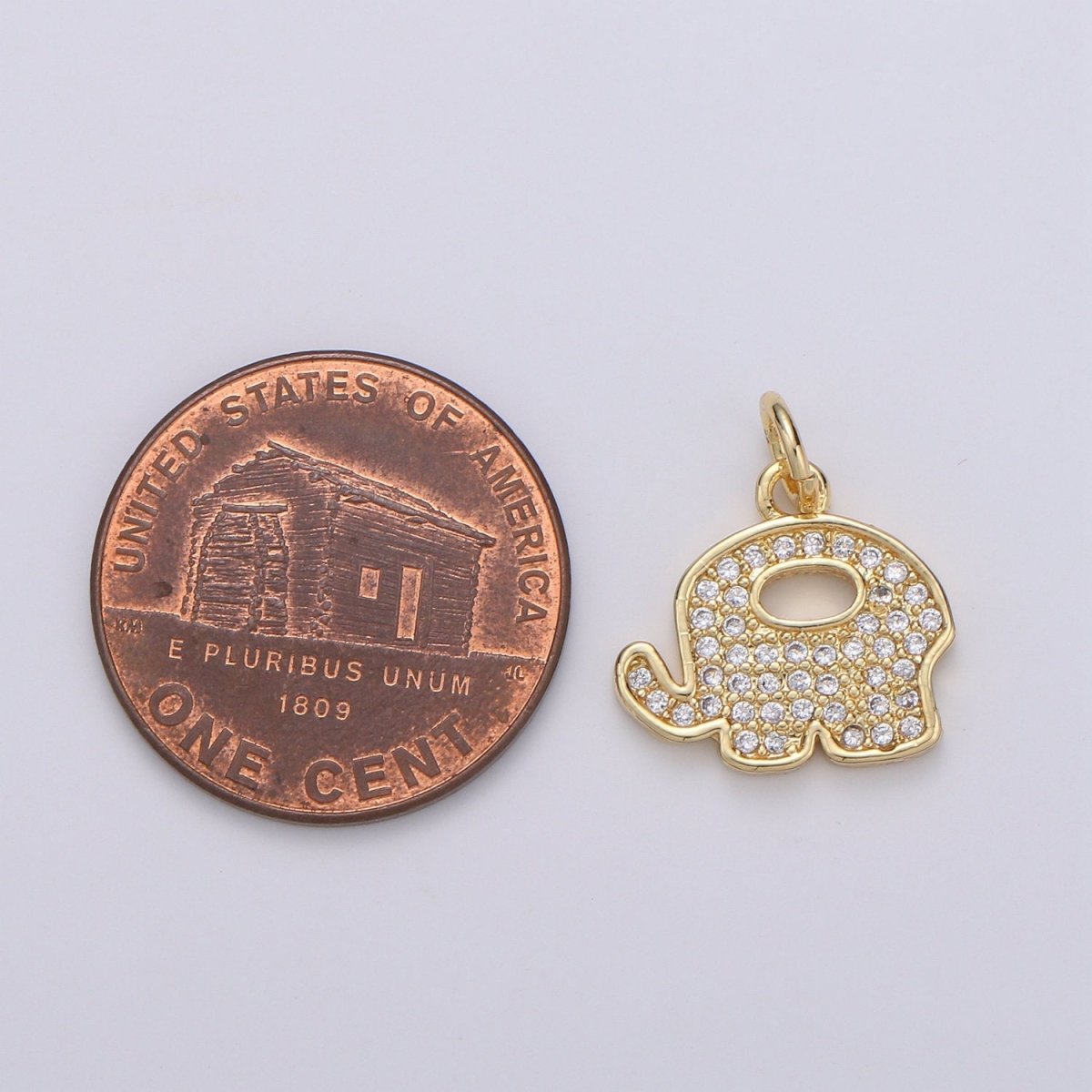 Elephant 14K Gold Filled Charm Good Luck Charms, Micro Pave Deity Charm, Clear CZ Gold Charm, Wisdom Charm Dainty Jewelry Supply D-760