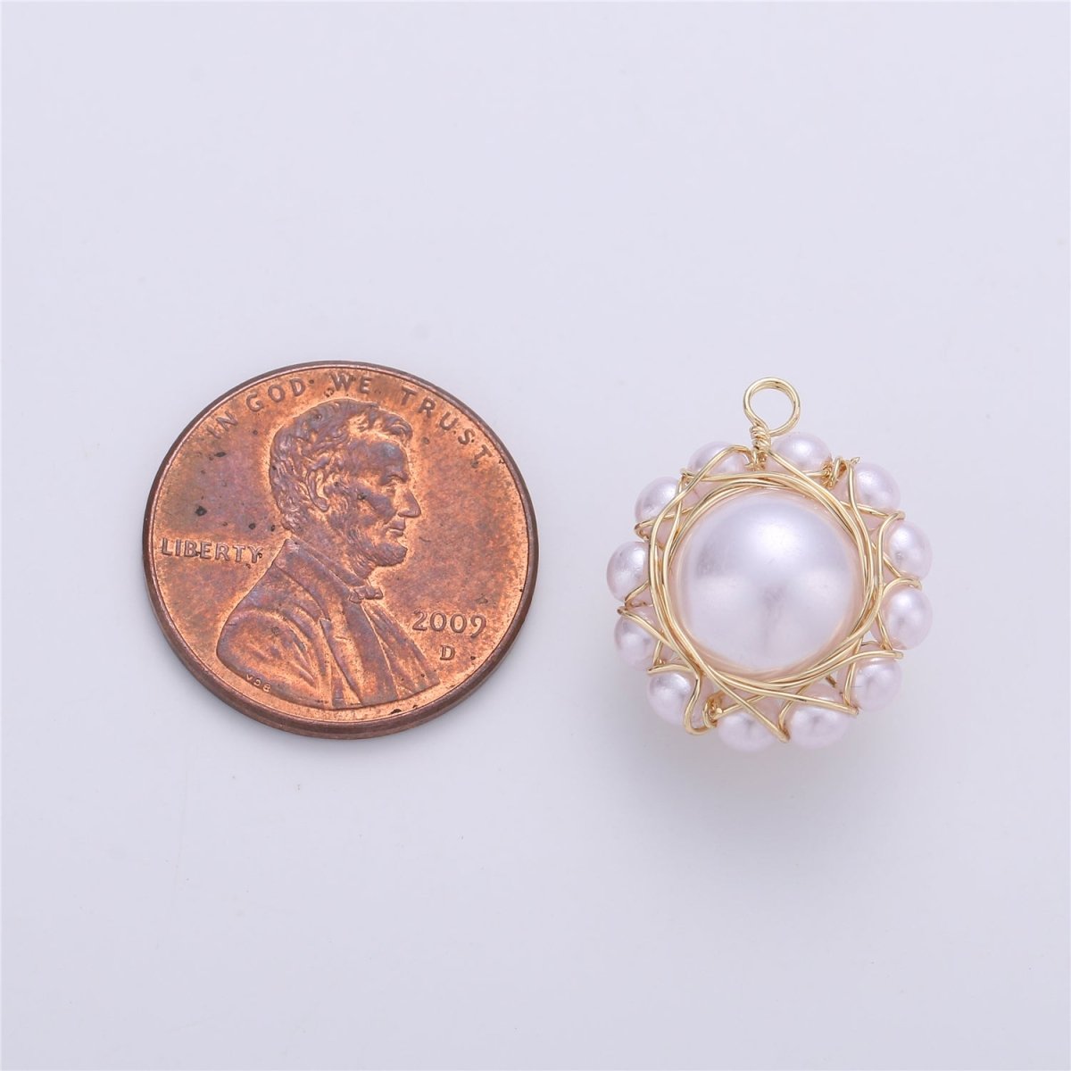 Faux Pearls in Hand Wired Circle E-507