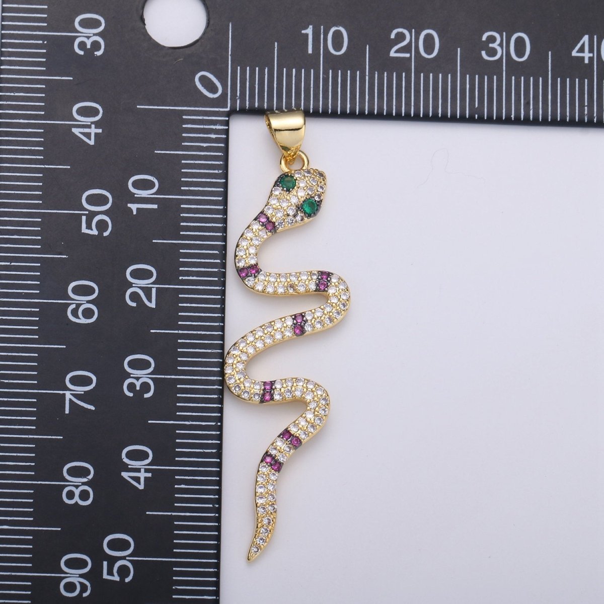 Green CZ 14k Gold Filled Snake Charm, Micro Pave Snake Pendant Charm, Gold Filled Charm, For Serpent Animal Jewelry Dangle Charm I-906 I-905 I-907