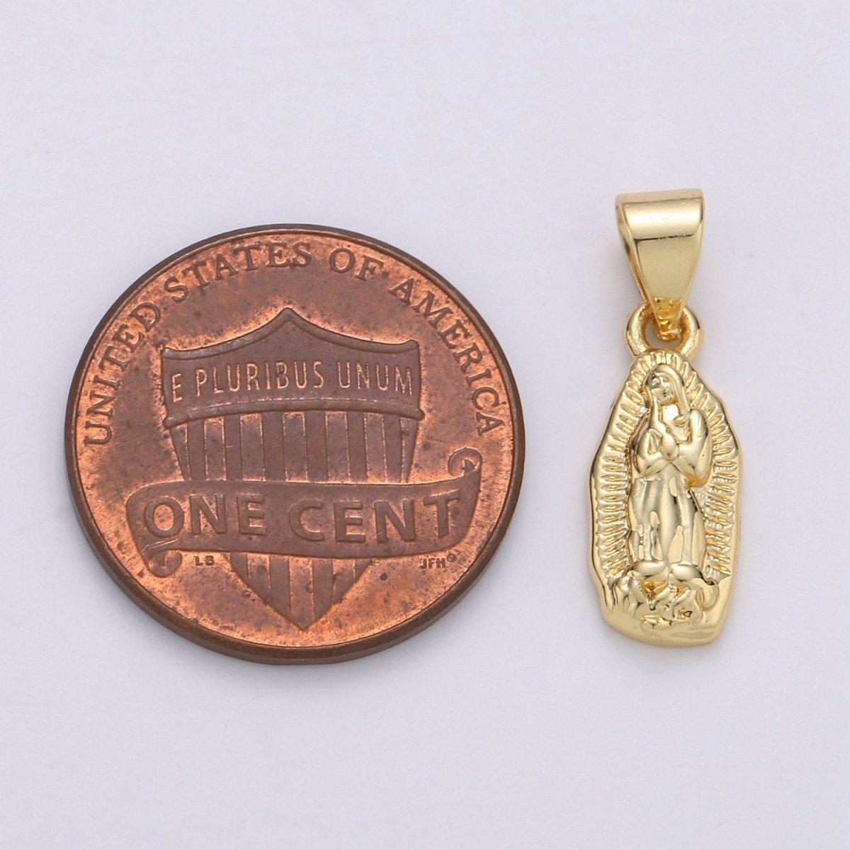 Vintage Mary Charm Necklace 14K Gold Filled Holy Mary Pendant Necklace, Our Lady of Guadalupe Pendant Necklace For Religious Jewelry Making J-006